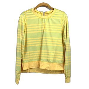 Lululemon Run Size 6 Women Mellow Yellow Stripes Warm Up Exercise Workout Top